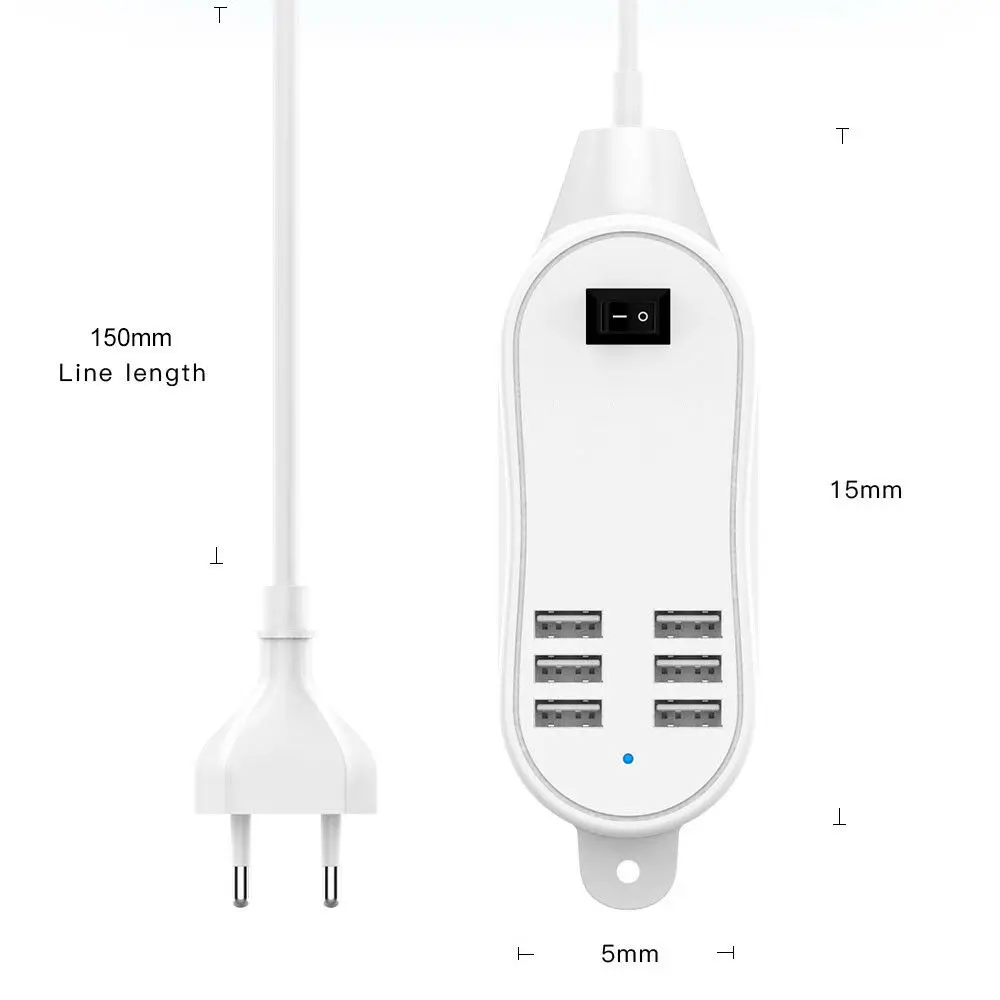 6 портов USB зарядное устройство концентратор 5 в несколько адаптер питания быстрая зарядка ЕС вилка