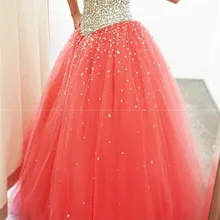 Фуксия пышные Дешевые Бальные платья бальное платье Милая Тюль бисерные Кристаллы Вечерние милые 16 Выпускные платья на заказ