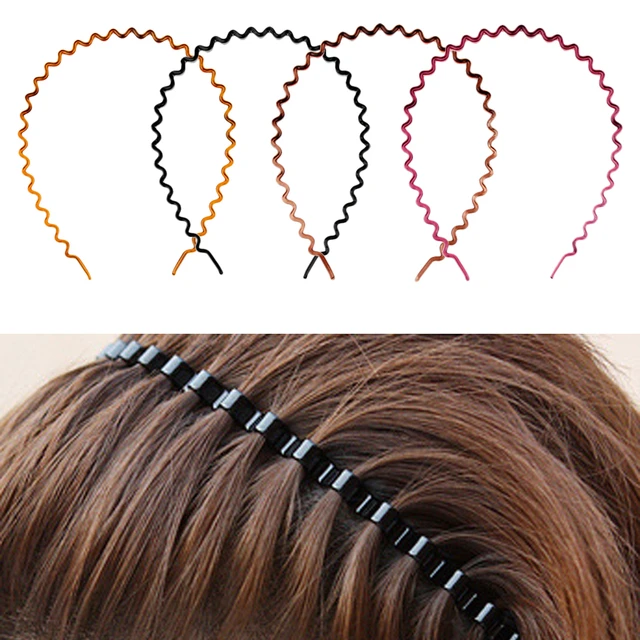 Unisex Black Wave Hair Band Sports Zigzag Hair Hoop Metal Headband Men  Women UK