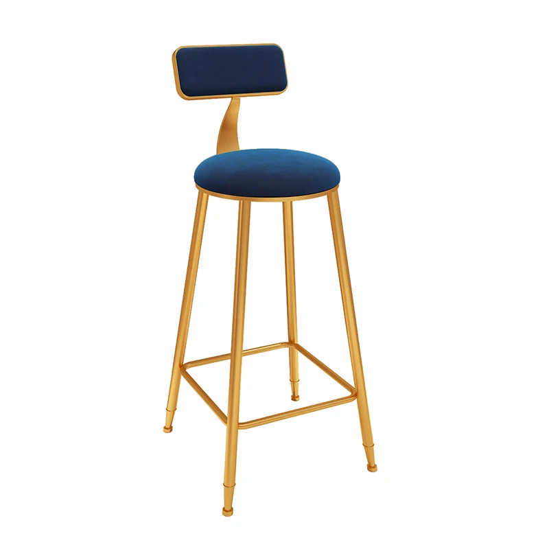 Modern Customized Nordic Iron Bar Chair Simple Home Back Dining Chair High Stool Coffee Bar Chairs Bar Stool - Цвет: Blue 65cm