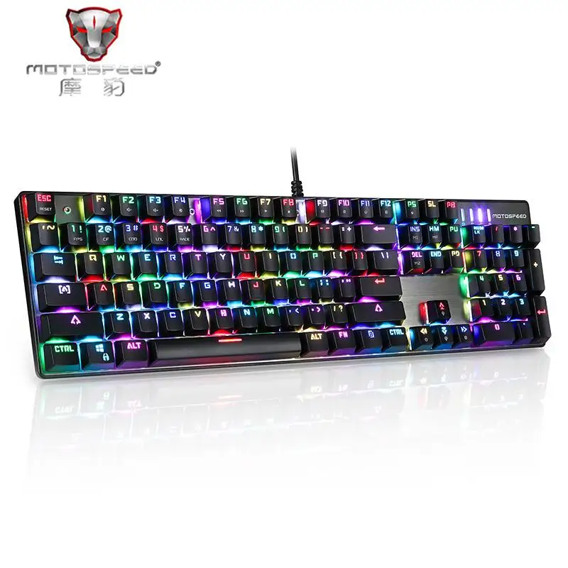MOTOSPEED CK104 104 Key Gaming Keyboard Outemu Blue Switch USB Wired Colorful LED Backlit RGB Anti Ghosting For Computer Gamer