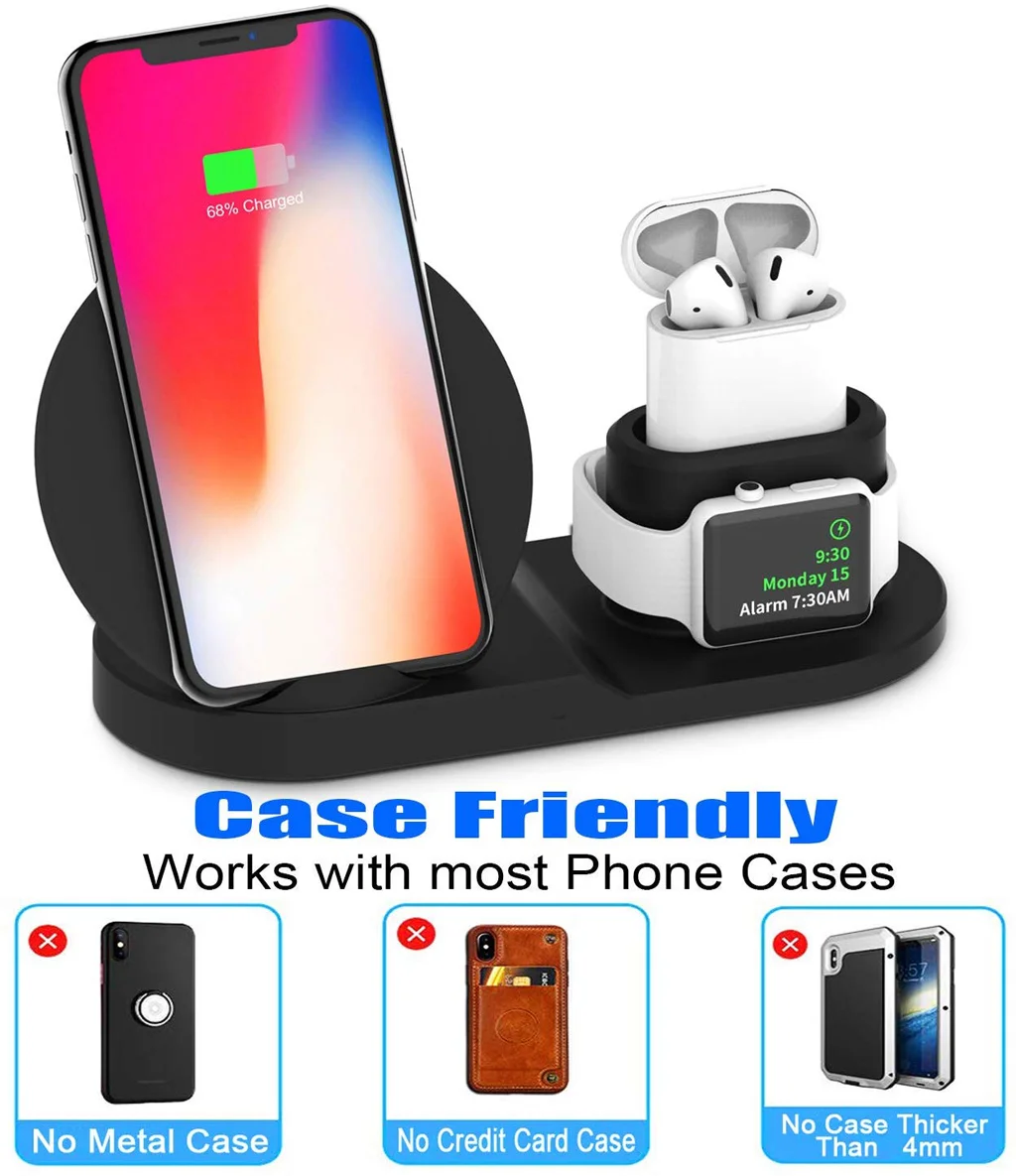 Беспроводное зарядное устройство Qi для IWatch 5 Airpods док станция Iphone 11 QI позволяет