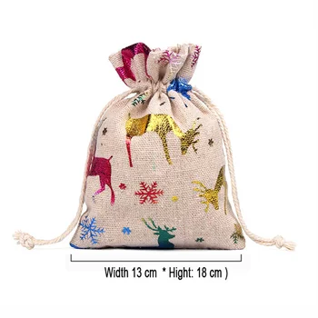 

6/12/24 pcs Christmas Gift Bags Burlap Elk Candy Sweet Treat Bags Xmas Festival Gifts Holders Bake Biscuit Cookies Packaging