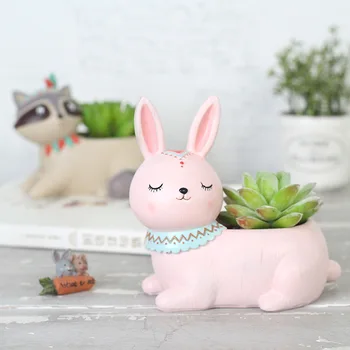 

Cute Cartoon Animal Flowerpot Resin Succulent Plant Vase Fox Elephant Deer Bear Rabbit Planter Pot Home Decor Craft MJ80409