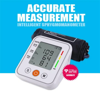 

PR Household Medical Upper Arm Blood Pressure Cuff Monitor Tonometer Automatic Sphygmomanometer Tensiometer Bp Heart Rate Meter