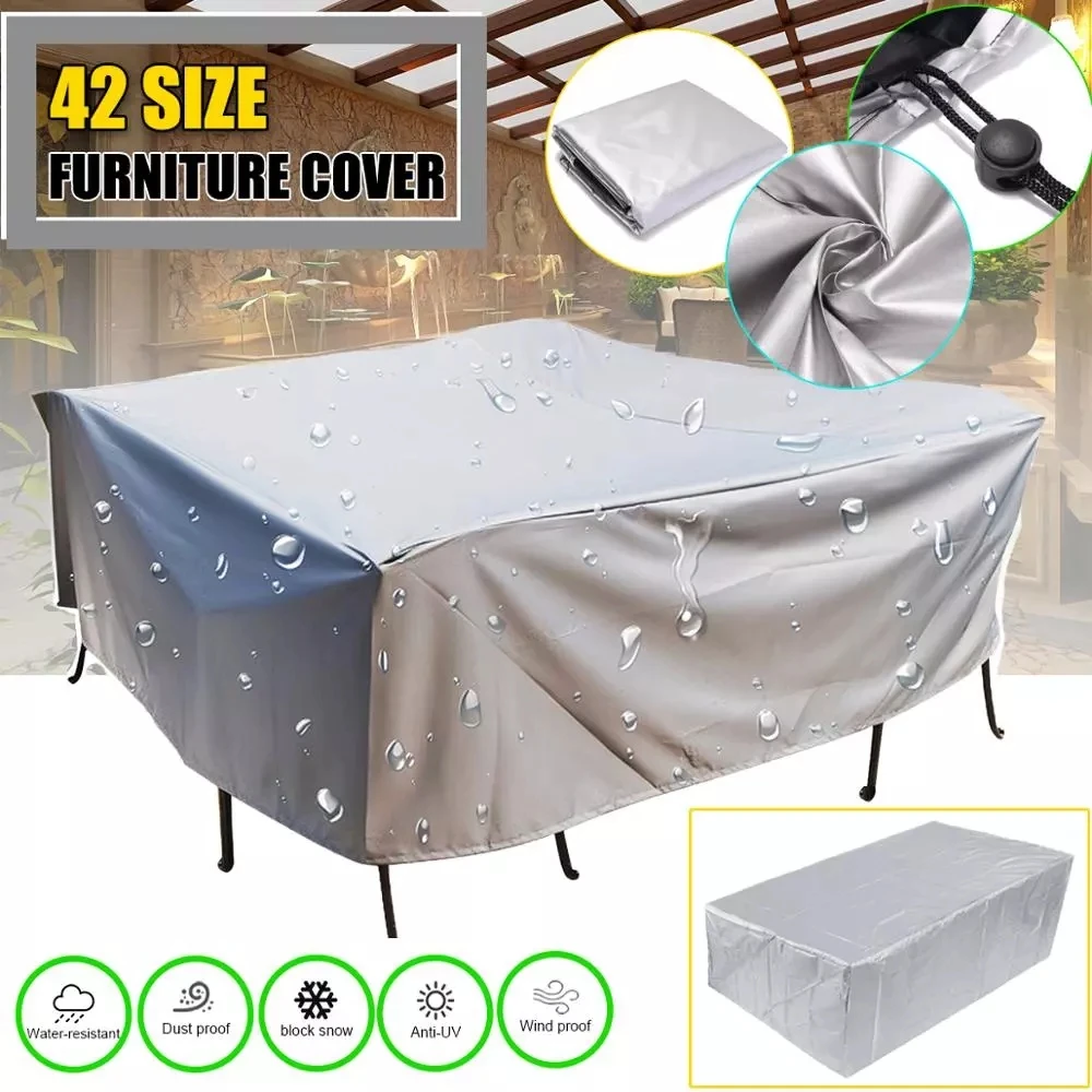 Cubierta impermeable para muebles de jardín y patio, cubierta de lluvia y nieve para silla, sofá, mesa y silla, polvo, 42 tamaños