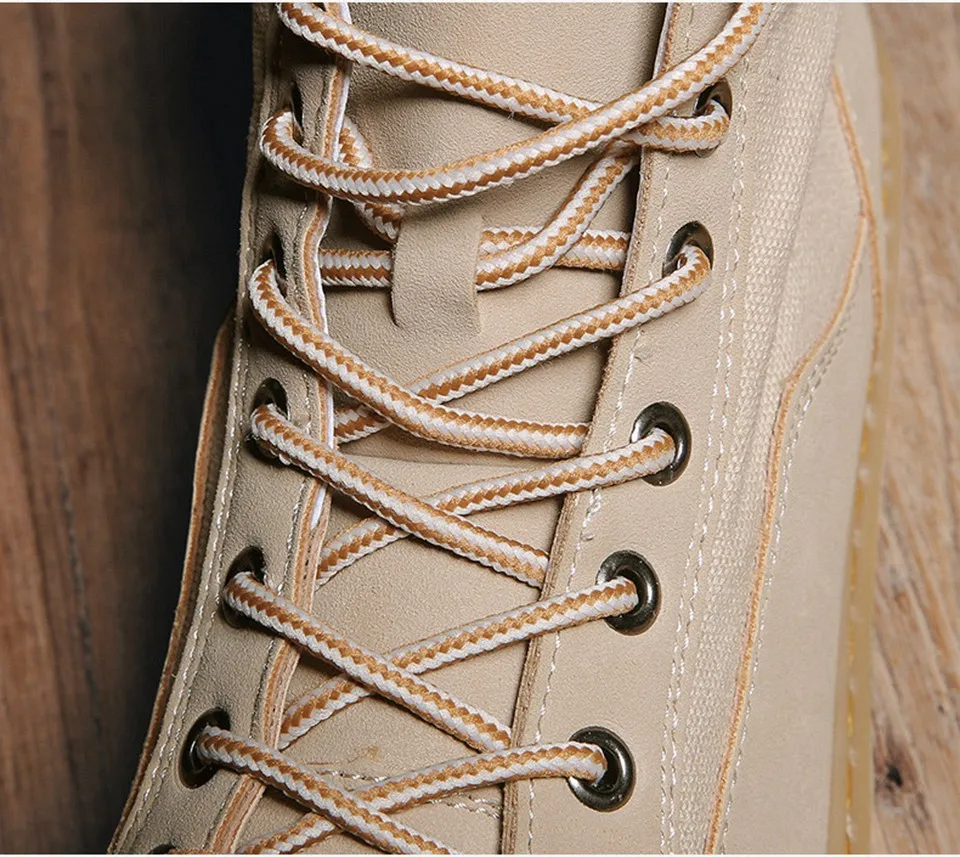 MUMUELI Beige Brown Black Suede Leather New Designer Casual Men Hiking Shoes High Top Quality Fashion Brand Male Boots G606