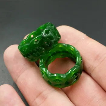 

2pc 20mm Natural jadeite ring dry green hollow ring female models