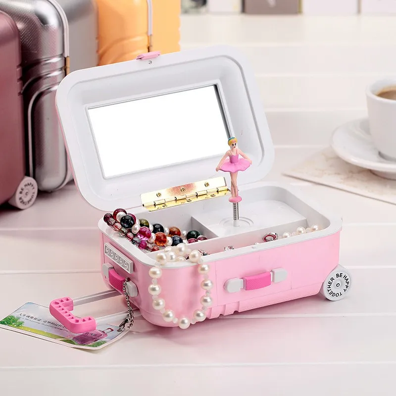 Luggage Case Trunk Ballerina Music Box Dancing Dolls Home Decor Personalized Ornaments Decoration Gifts