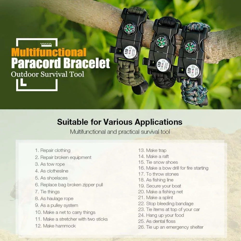 survival bracelet wristband (3)