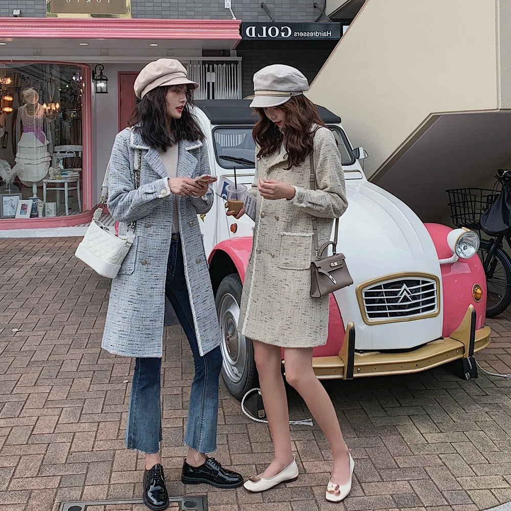 

Photo Shoot Graceful Mid-length Woolen Jacket 2020 Spring New Style Retro CHIC-Style Single-Breasted Duffle Coat Women's