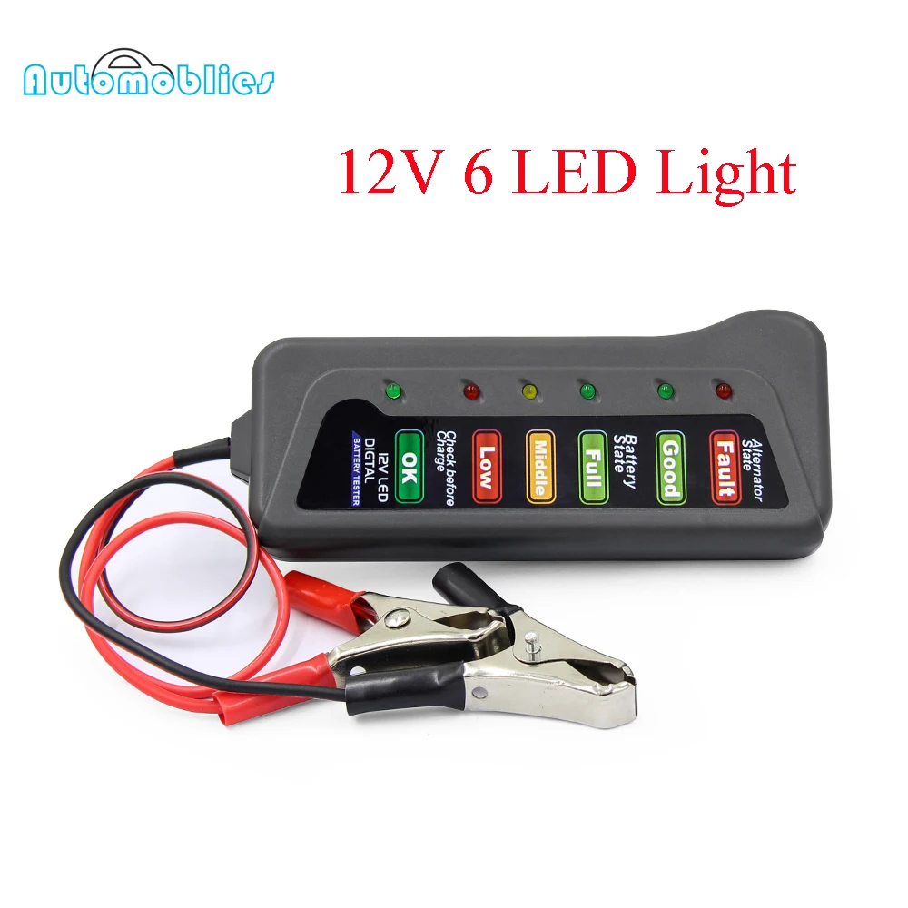 12V Digital Battery Alternator Tester LED Display Volt Check For Car Motorcycle 