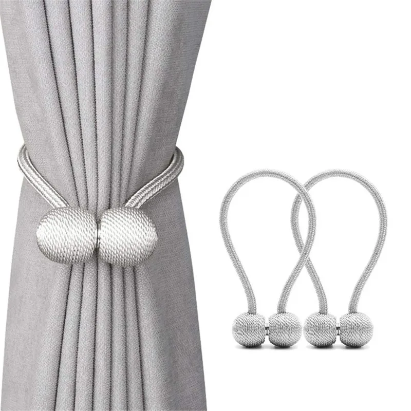 

2Pcs Magnetic White Decor Curtain Tieback Curtain Ring Tie Rope Backs Clips Rods Holdbacks Buckle Accessoires Hook Holder