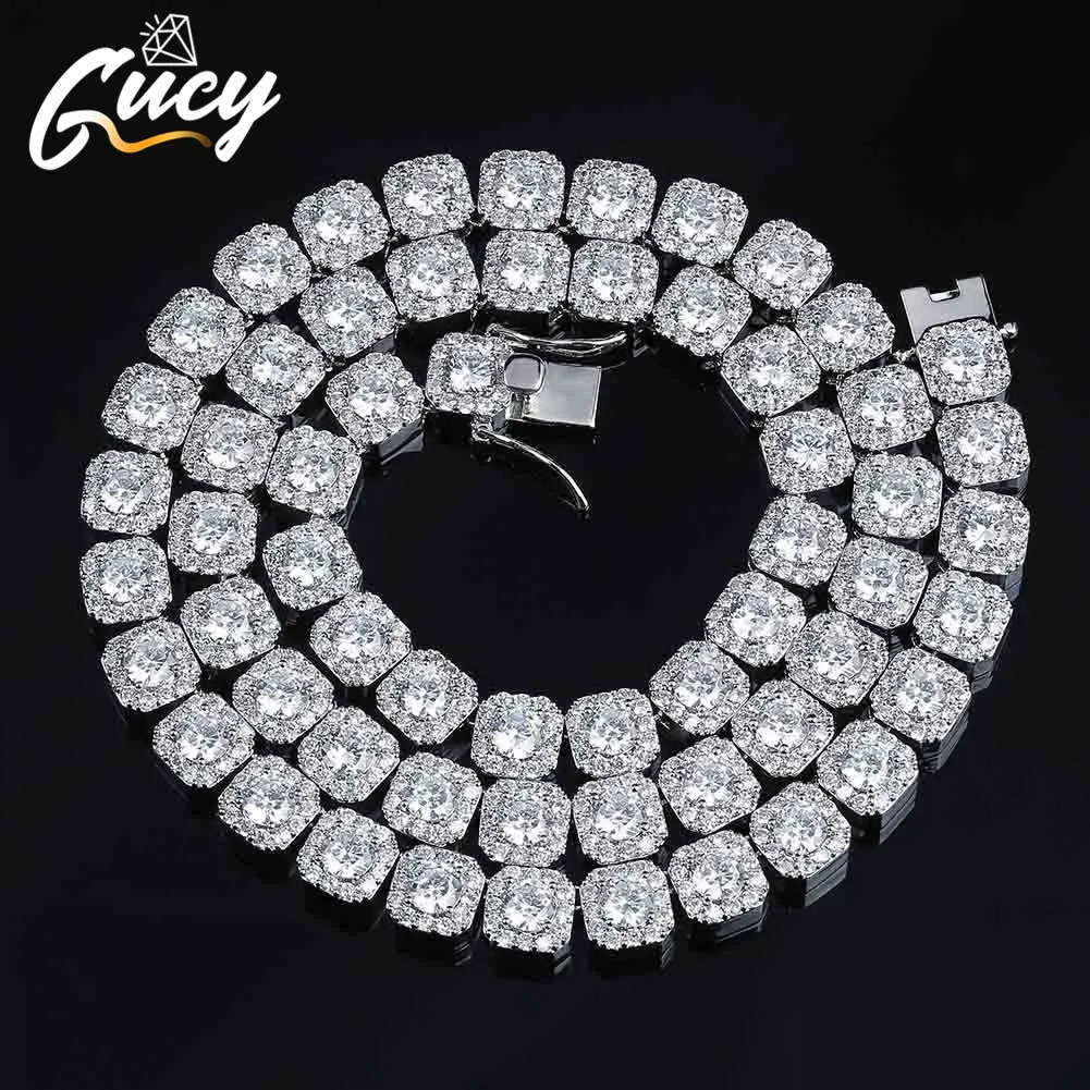 

Ожерелье GUCY в стиле хип-хоп, позолоченное, серебряное покрытие, 10 мм, микрозакрепка, множество камней из фианита, 1 ряд, квадратная цепь для тенниса, ожерелье в подарок