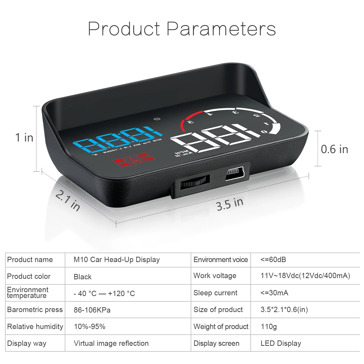 WYING M10 OBD2 HUD ÷  ,   RPM  ˶,   ÷