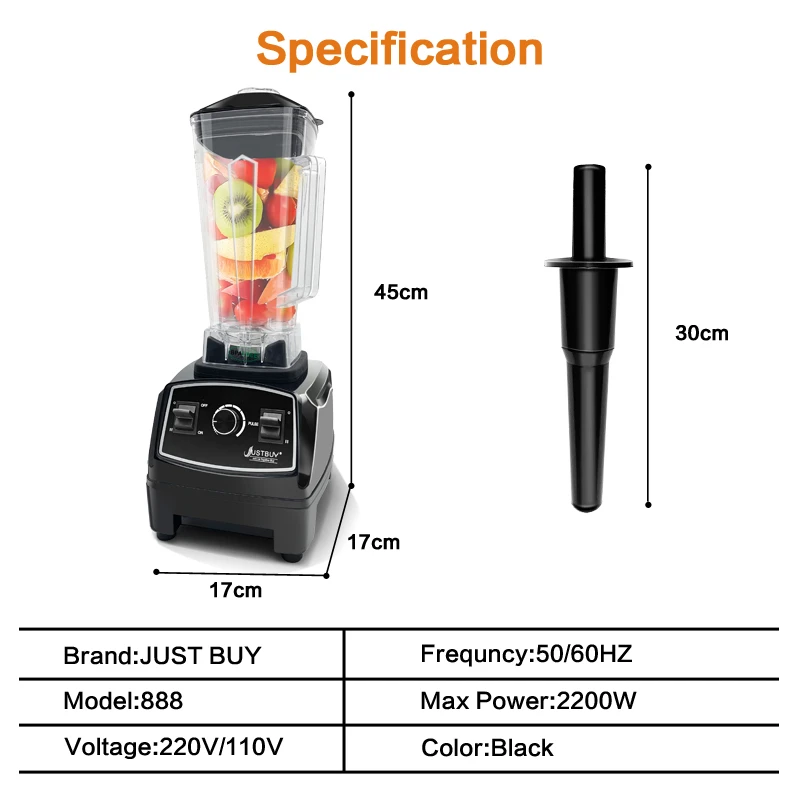 Multifunction Blender BPA Free Professional Blender Mixer Juicer High Power Food Processor Ice Smoothie Bar Fruit Blender