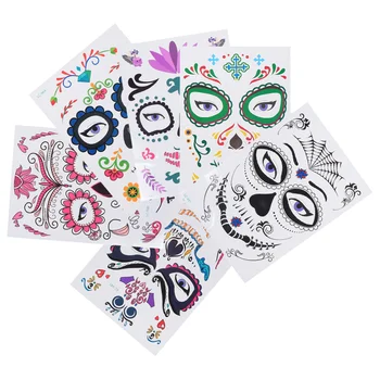 

6 Sheets Halloween Temporary Face Sticker Makeup Day of the Dead Stickers