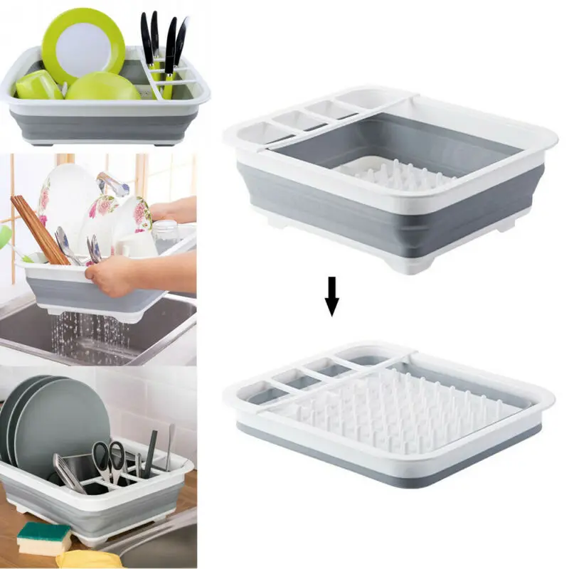 New-Foldable-Dish-Rack-House-Hold-Plastic-Folding-Kitchen-Drain-Rack-Cutlery-Storage-Box-Collapsible