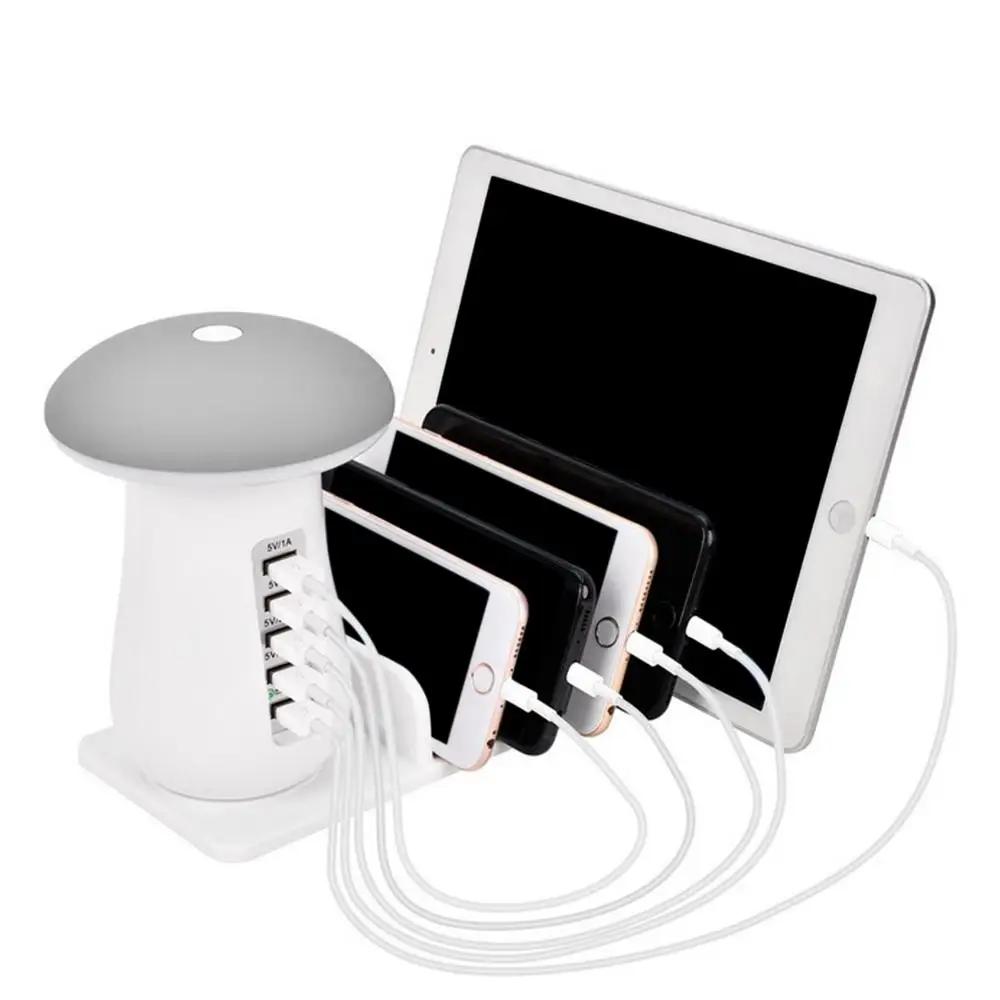 С несколькими usb-портами зарядное usb-устройство док-станция QC 3,0 Быстрый гриб ночное зарядное устройство лампы для мобильного телефона и планшета