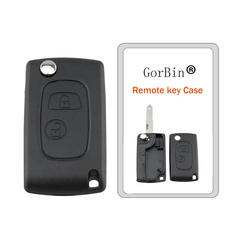 

GORBIN 2 Buttons Flip Smart Car Key Shell for Peugeot 106 206 306 406 Car Remote Key Fob Case Cover NE73 Blade