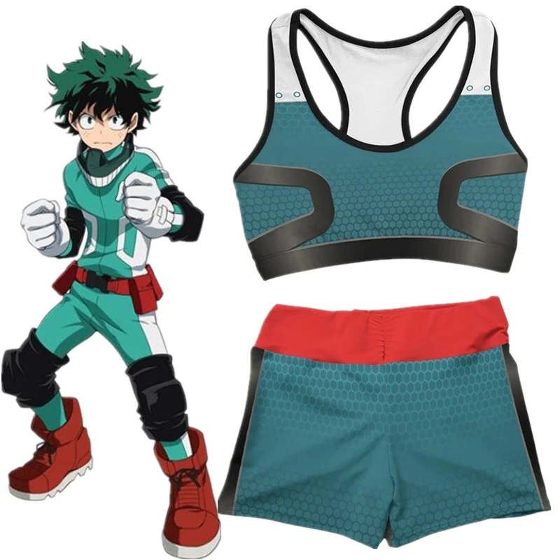 Anime My Hero Academia Cosplay Costumes Midoriya Izuku Deku Gym Sport  Workout Running Short Bra Yoga Suit Tracksuit Fitness - Cosplay Costumes -  AliExpress