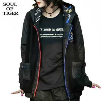 

SOUL OF TIGER Winter Luxury Korean Ladies Punk Clothes Womens Padded Printed Hooded Jackets Vintage Fur Coats Plus Size Parkas