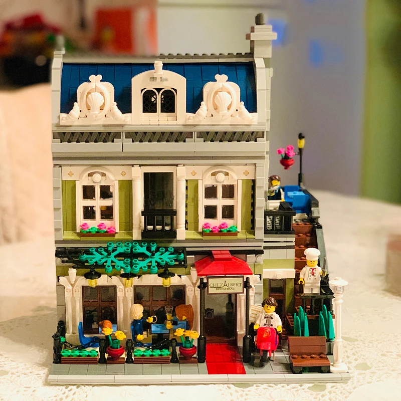 In Stock 2418Pcs Parisian Restaurant Apartment 15010 Lepinblock City Street Creator Series Creative Building Blocks Toys for Kid | Игрушки и
