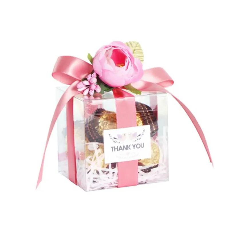 7x7x7 см/8x8x8 см DIY новинка 10 шт. розовый цветной цветок Свадебная упаковочная коробка индивидуальная ручная работа на заказ европейские креативные коробки для конфет