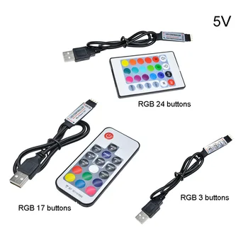 LED 스트립 라이트, USB 3528SMD LED 램프 테이프, 리본 RGB TV 데스크탑 스크린 백라이트 다이오드 테이프, IR 리모컨 LED 스트립 라이트