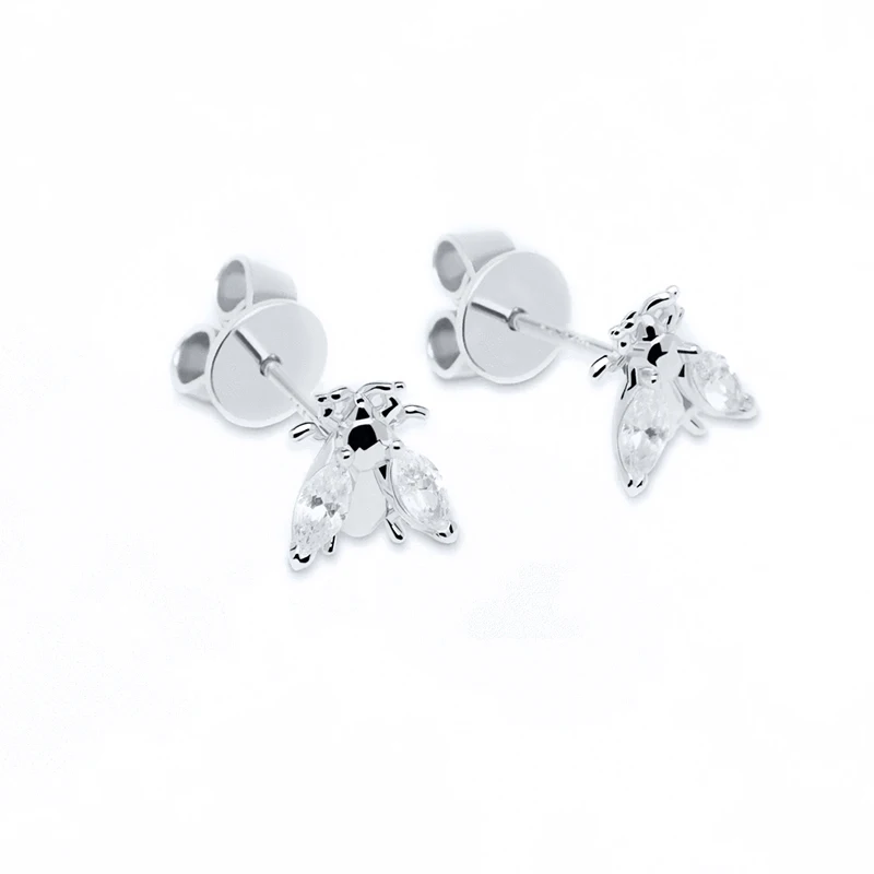 CANNER INS Style Mini Bee Zircon Tassel Earring Stud Earrings For Women 925 Sterling Silver Piercing Earings Jewelry Pendientes