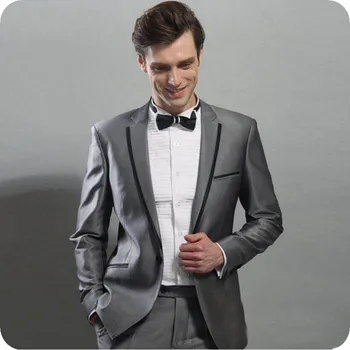 

Grey Groom Tuxedo Wedding Suits for Man Outfits Latest Design Groomsmen Attire 2Piece(Coat+Pants)Man Blazers Terno Masculino