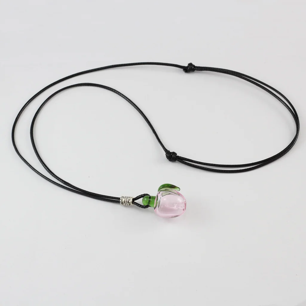 Handmade Lampwork Pendant Necklace Essential Oil Diffuser Glass Bottle Pink