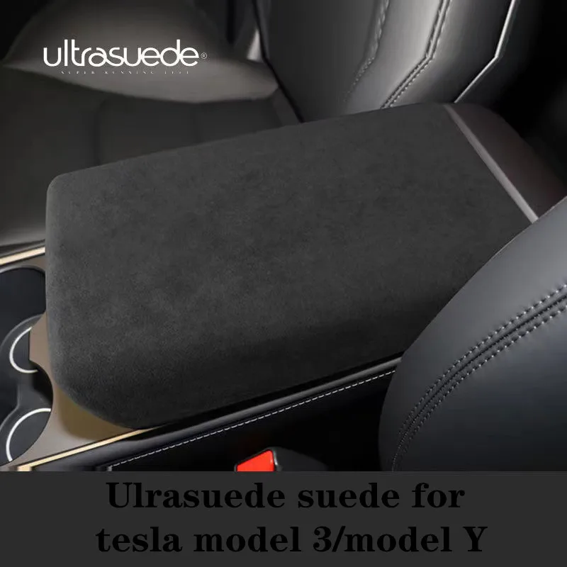

Для Tesla model 3, модели Y, автомобильные аксессуары, верхняя ультразамшевая оболочка, автомобильный подлокотник, панель, отделка, наклейка, крышка