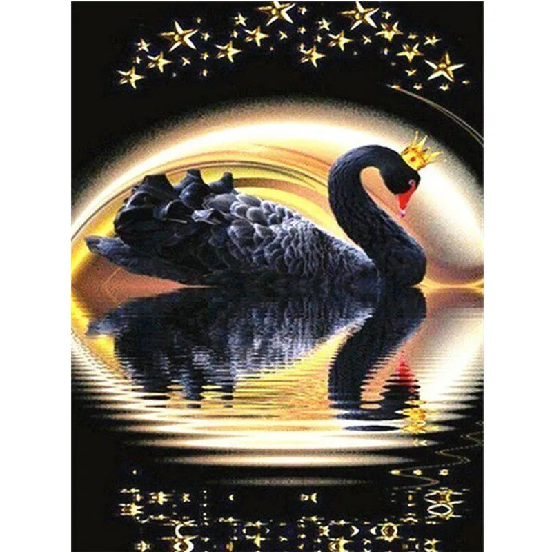 

5D DIY full circle diamond painting black swan diamond embroidery animal cross stitch mosaic friend gift