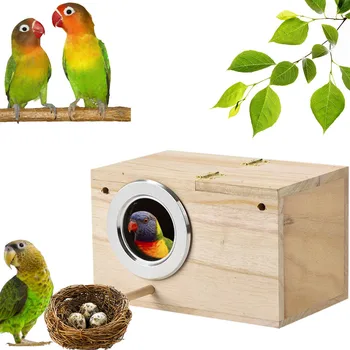 

Wood Bird Breeding Box Bird House Nest Parrot Breeding Decorative Cages Pet Accessories Home Balcony Garden Yard Park Decoration
