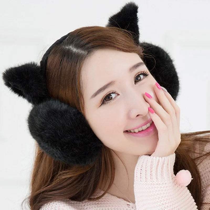 Winter Faux Fur Big Earmuffs Warmer Thicken Plush Fluffy Ear Muffs Solid Earlap Women Cute Soft Earmuffs