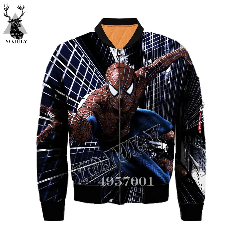 Супергерой Marvel, Человек-паук, 3D принт, Harajuku, унисекс, летающая куртка, модная уличная одежда, хип-хоп, мужская куртка-бомбер, куртки, одежда Y639 - Цвет: 01