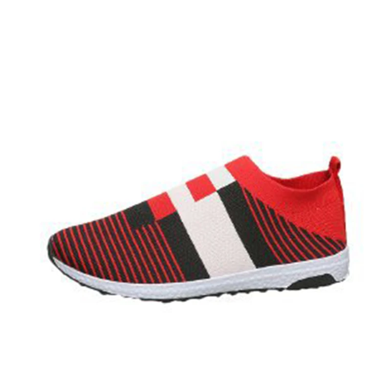 RED Спортивные женские кроссовки; тканые сетчатые мужские туфли большого размера; мягкий дышащий светильник; кроссовки для бега на плоской подошве; женские кроссовки; NSE7546 - Цвет: RED