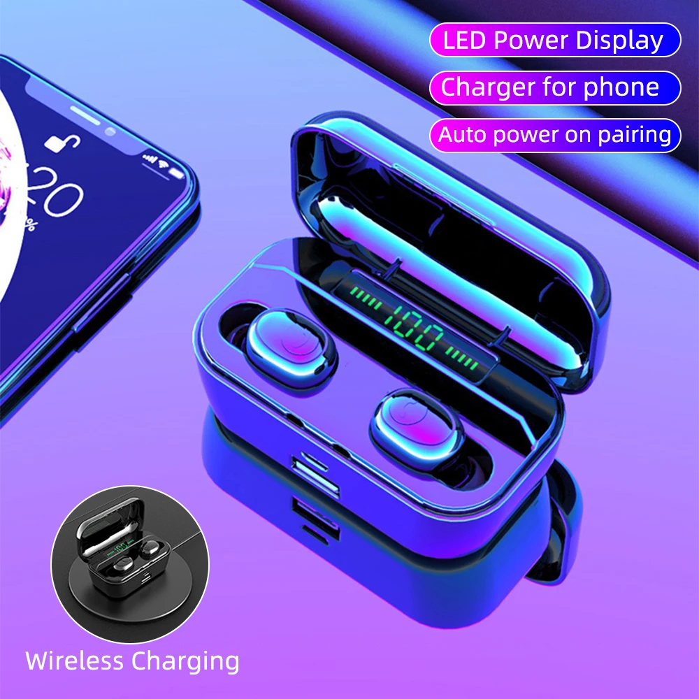 Bluetooth 5,0 наушники TWS Беспроводные наушники с громкой связью спортивные наушники с басами Водонепроницаемая гарнитура с микрофоном 3500 мАч зарядная коробка