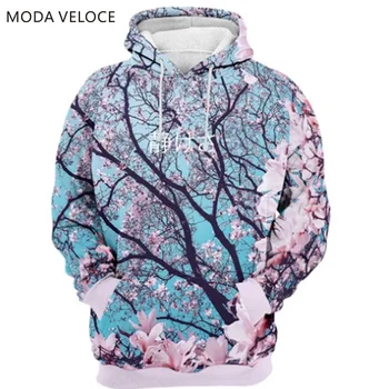 

MODAVELOCE Cherry Blossom Hoodie Polyester With wool Men Hoodies Sweatshirts Anime's Streetwear Men Hoodie Hip Hop