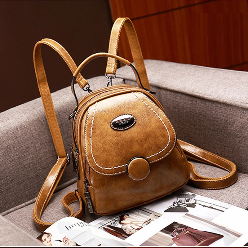 New Harajuku Style All match Fashion Girl Lady School Bags Solid Color Soft  Leather Ladies Shopping Travel Bags Women Small Bac