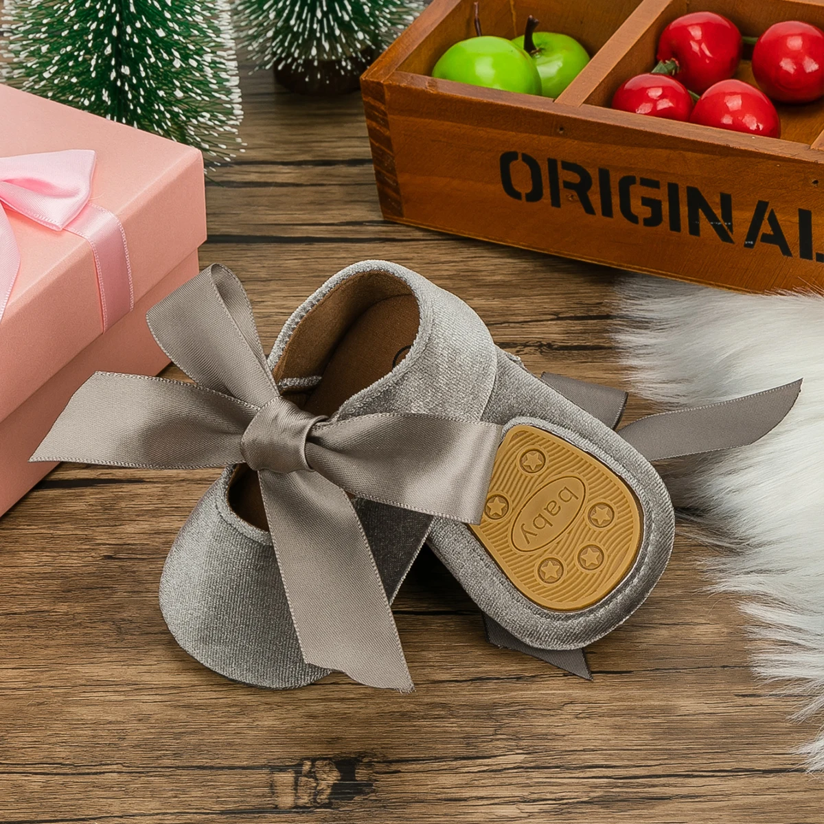 KIDSUN Baby Shoes Girls Princess Shoes Infant Toddler Non-slip Flat Soft-sole Cotton Rubber Cute Bow-knot First Walkers Newborn 5