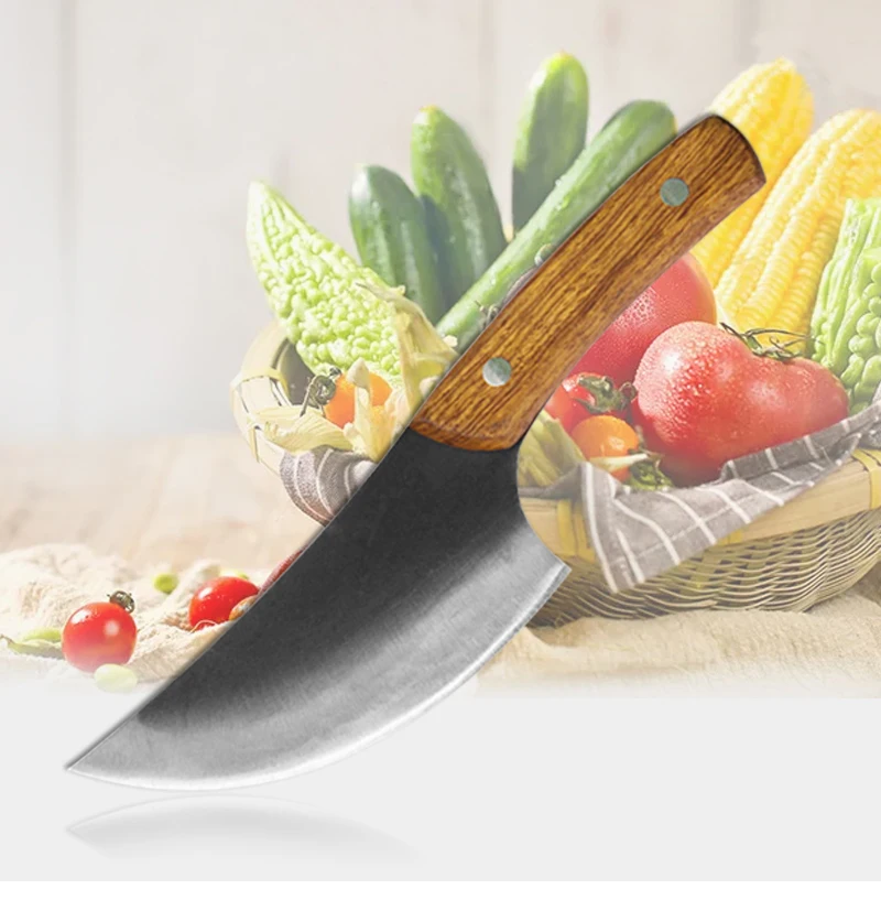 Кухонный нож ручной работы, нож для мяса, нож для обвалки с деревянной ручкой из углеродистой стали, нож для мясника и шеф-повара, инструменты для приготовления пищи
