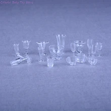  17Pcs/set Wholesale Pretend Play Mini Food Doll Accessories Fit Toy Mini Dollhouse Miniature Drink Ice Cream Cups Set Model 