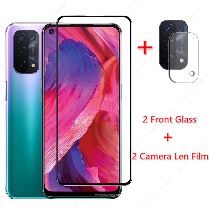 

2PCS For OPPO A54 5G Glass for OPPO A54 5G Tempered Glass Film Screen Protector HD Camera Len Film for OPPO A54 4G