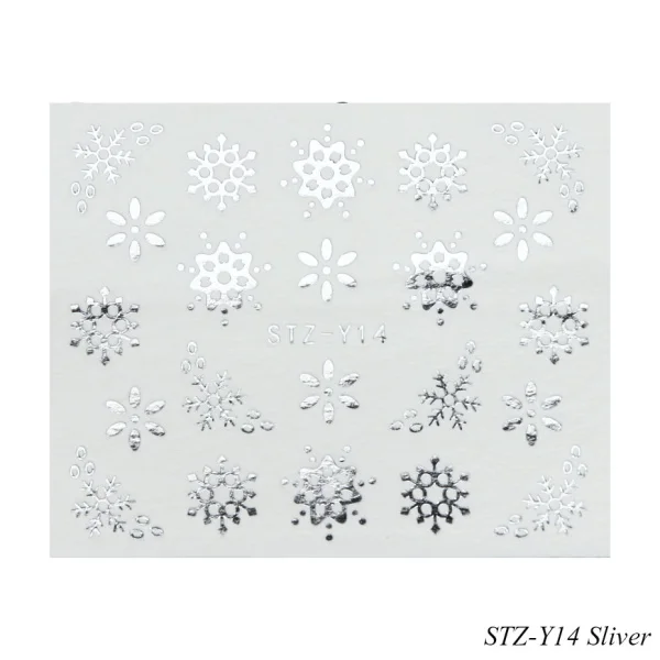 STZ-Y14 Sliver 1 шт золотые серебряные рождественские наклейки для ногтей Снежная вода наклейки цветок Дизайн ногтей слайдер для водяной знак, маникюр Клей наконечник CHSTZ-YA-1 - Цвет: STZ-Y14 Sliver