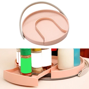 

360 Degree Rotating Spices Fruit Tray Turning Table Cake Rack Hold Organizer Home Kitchen Storage Rack Stand Basket