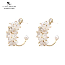 YMYW роскошные изысканные серьги-гвоздики в виде цветка с кристаллами, медные массивные очаровательные 16 к металлические серьги для женщин, свадебные Oorbellen