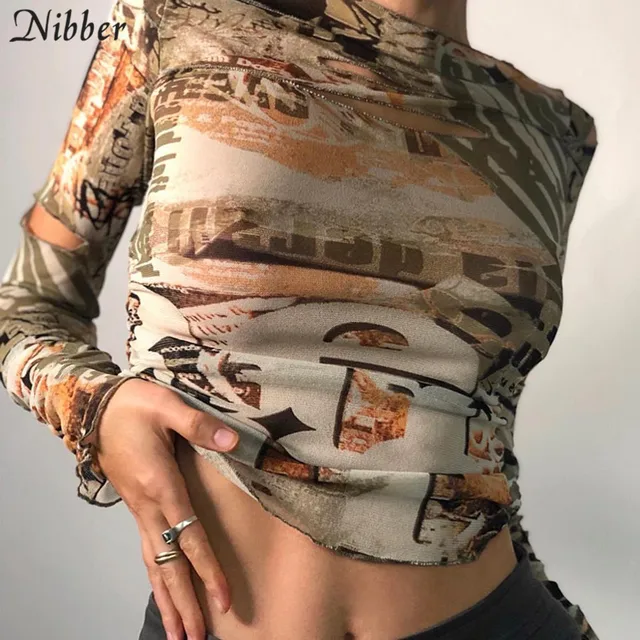 Nibber Punk Y2K Hollow Out Crop Tops Gothic Street Tee shirt For Women s Casual Basic