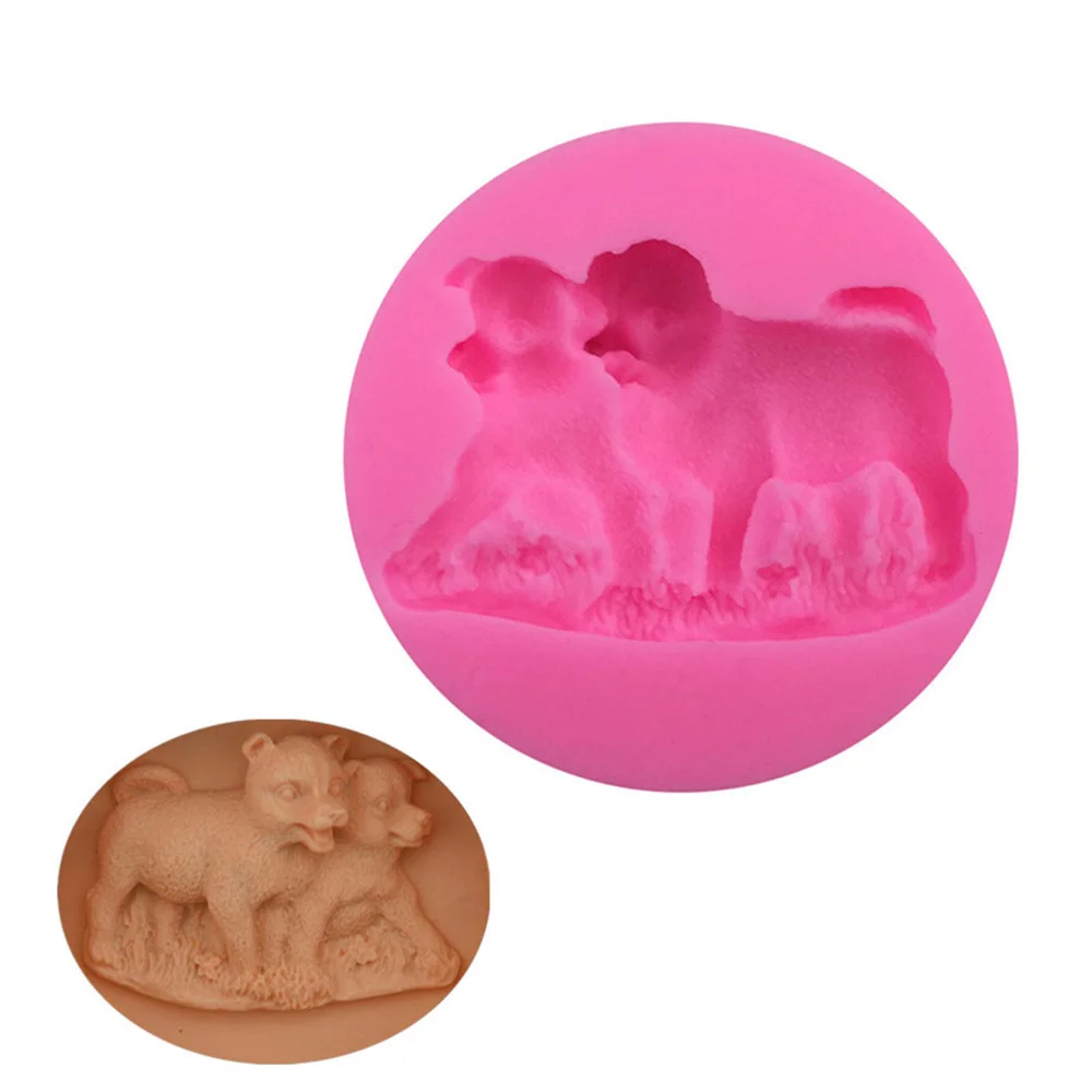 Two Dogs Fondant Cake Silicone Molds Biscuits Mold Chocolate Mould